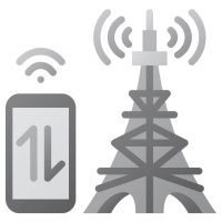 Icône de communication Internet avec ligne cellulaire.