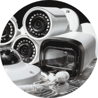 Icône d’unité de surveillance mobile avec caméra rotative.