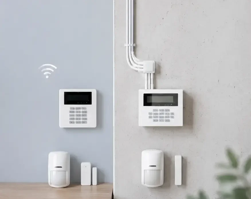 alarme sans fil vs filaire pour maison au Québec - Wireless vs Wired Alarm Systems
