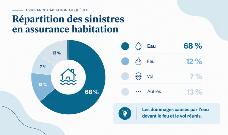 Répartition des sinistres en assurance habitation au Québec, l'eau en tête