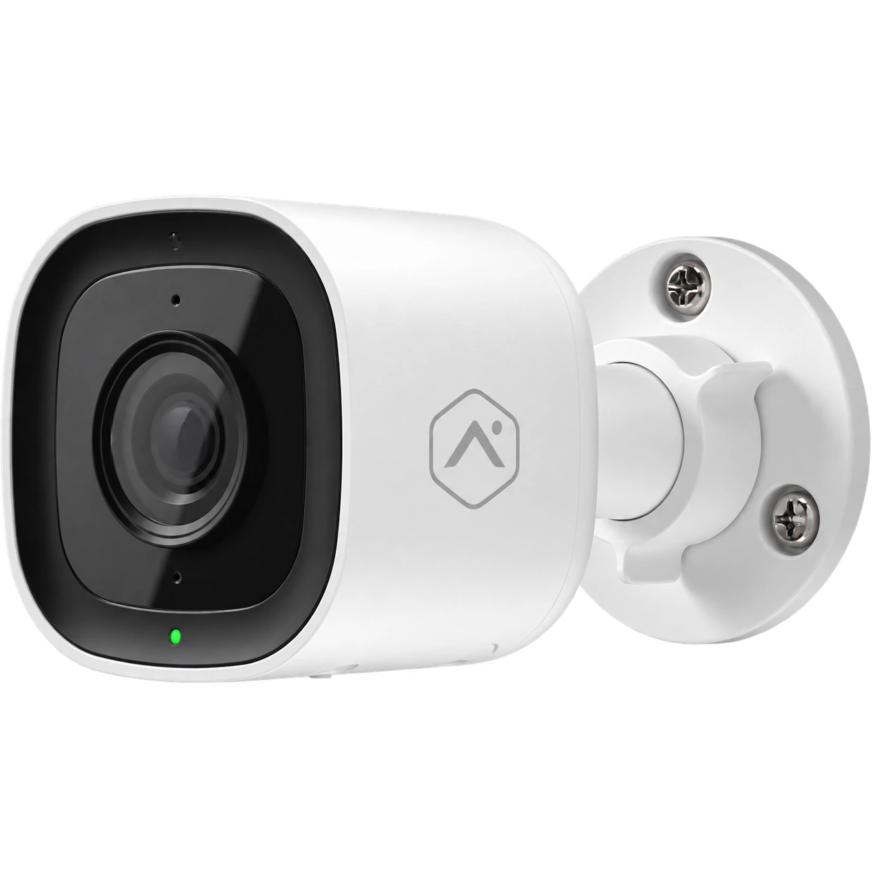 Example of a white outdoor camera with wall mount