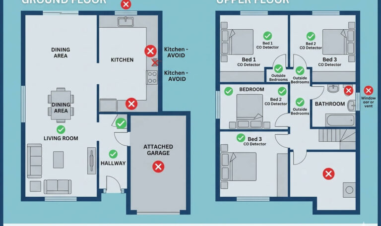 Emplacements recommandés pour un détecteur de monoxyde de carbone dans une maison