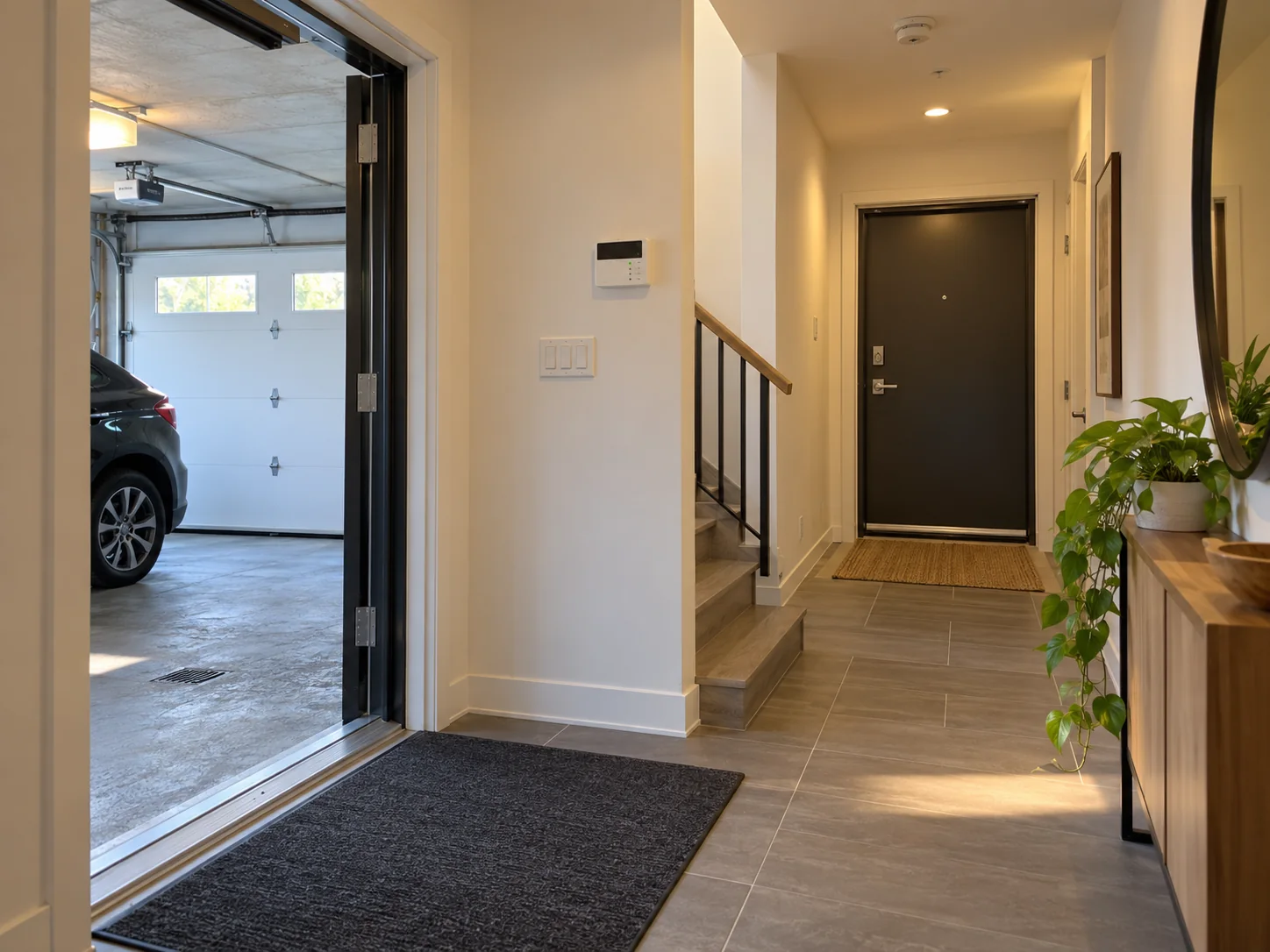 Entrée de maison et accès à un garage sur la Rive-Sud, illustration